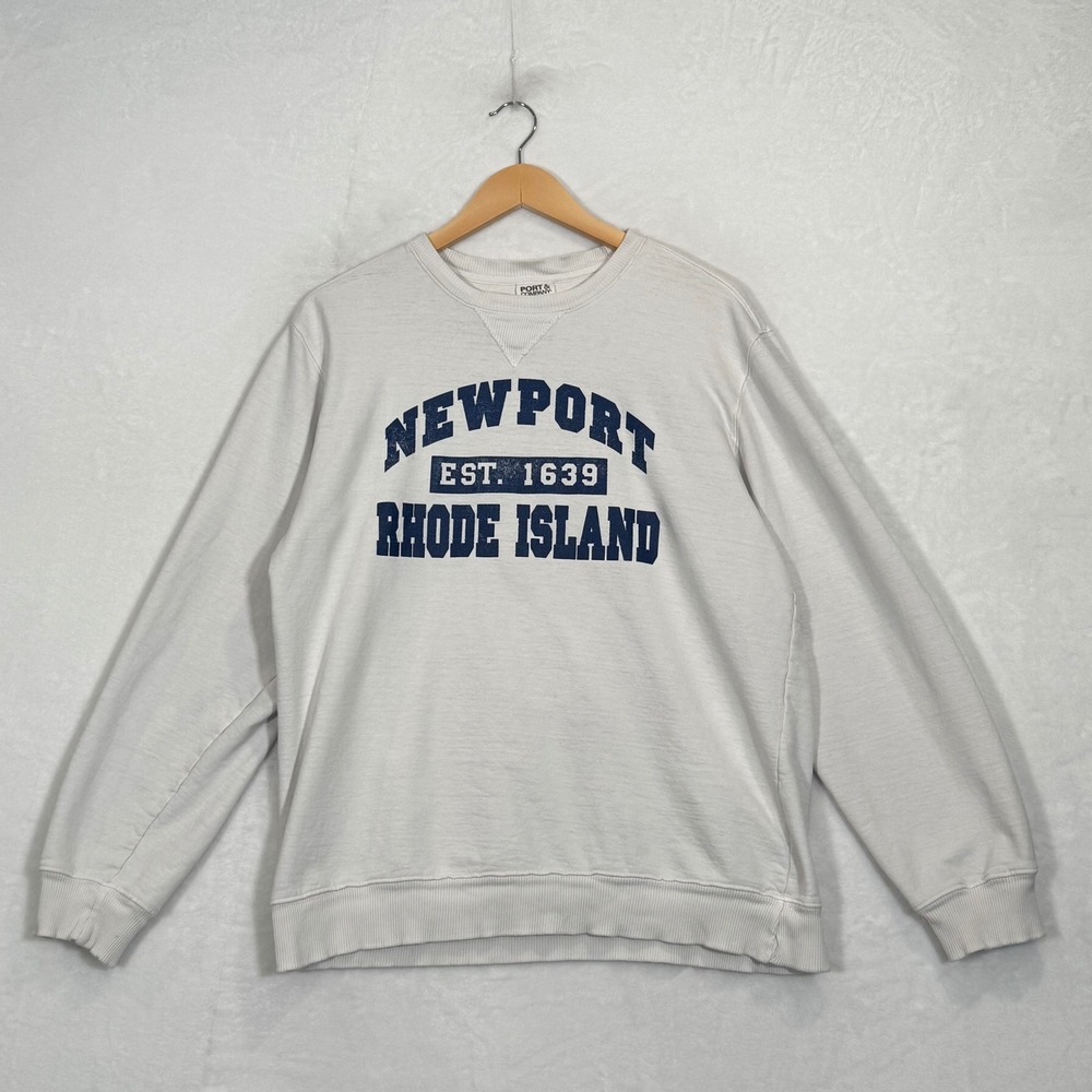 Port & Company White Newport Rhode Island Sweatshirt Large